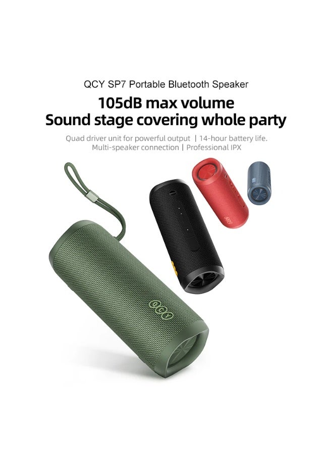 كيو سي واي Sp7 Portable Bluetooth Speaker Stereo Sound IPX7 RGB Show GREEN - Image 3
