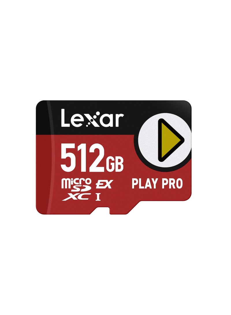Lexar PLAY PRO 512GB microSDXC UHS-I Memory Card – Up to 900MB/s Read, 600MB/s Write – C10, A1, V30, U3 – LMSXPS0512G-BNNNG 512 GB - Image 1