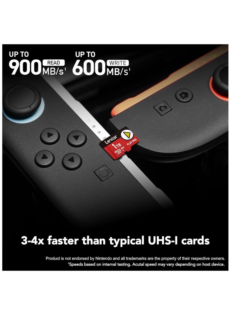 Lexar PLAY PRO 1TB microSDXC UHS-I Memory Card – Up to 900MB/s Read, 600MB/s Write – C10, U3, V30, A1 – LMSXPS0001T-BNNNG 1 TB - Image 2