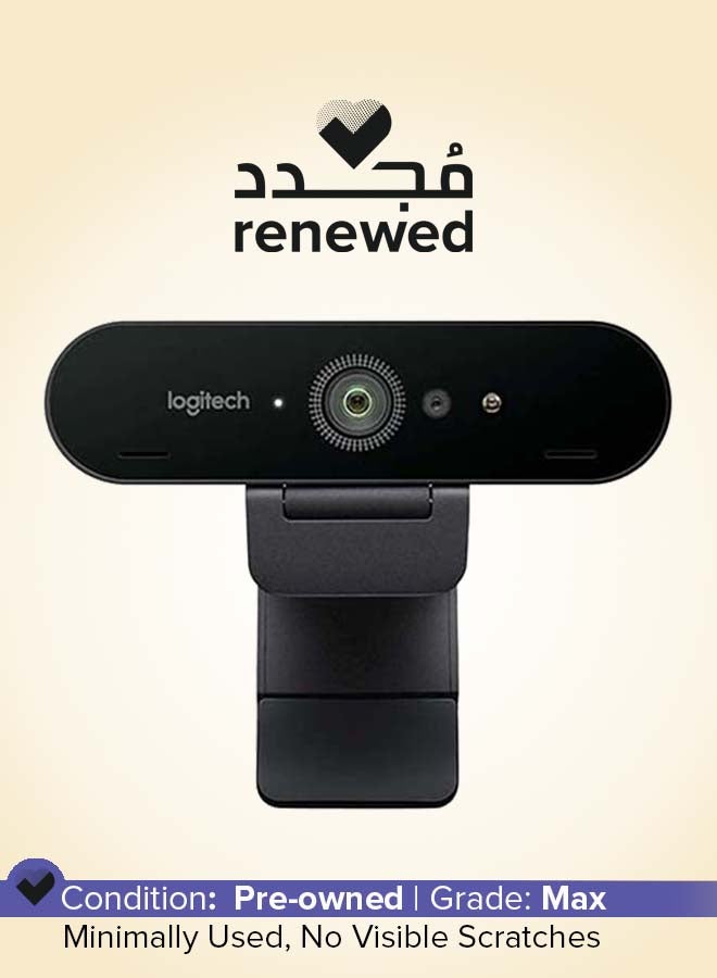 لوجيتيك Renewed - Brio Stream Webcam, Ultra HD 4K Streaming Edition, 1080p/60fps Hyper-Fast Streaming, Wide Adjustable Field of View for Gaming, Works with Skype, Zoom, Xsplit, Youtube, PC/Xbox/Laptop black - Image 1