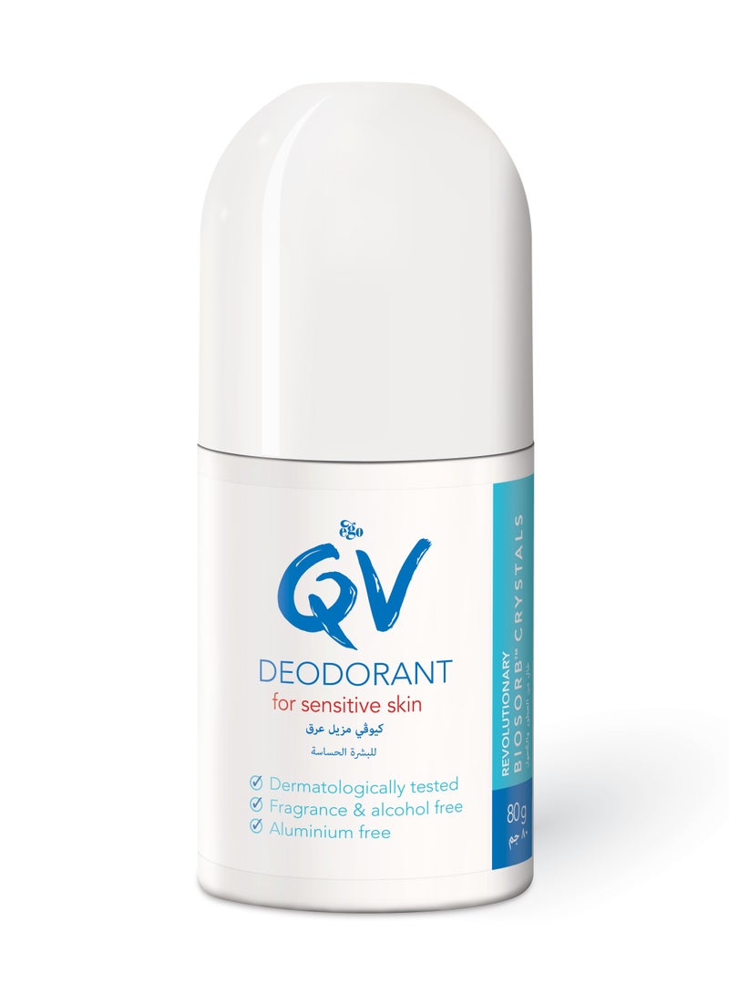كيو في مزيل عرق رول-أون طويل الأمد (80 جرام) - للبشرة الحساسة - حماية من الروائح مع بلورات بايوسورب™، خالي من الألمنيوم، خالي من الكحول - Image 1