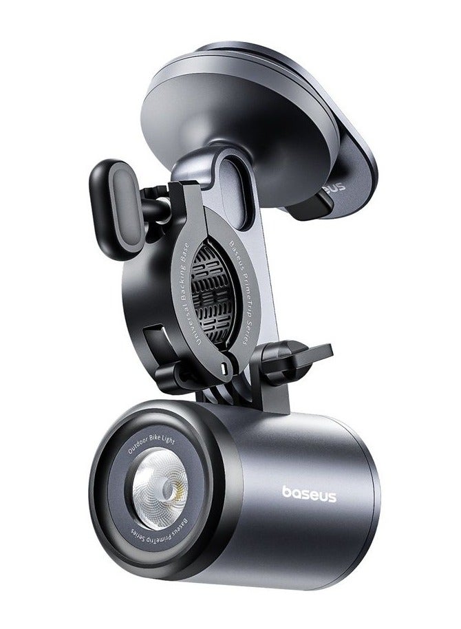 بيسوس PrimeTrip 2-in-1 Magnetic Bike Phone Mount & 600LM Dual-Color Light – 4 Modes, IP68 Waterproof, Type-C Charging, 10H Battery, for All Phones - Cosmic Black - Image 1