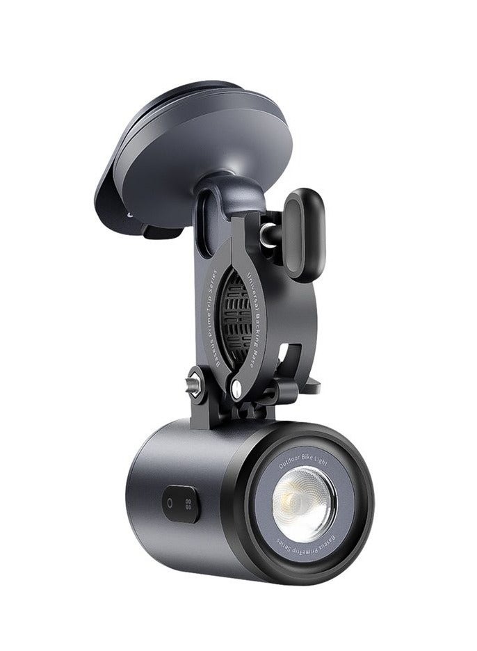 بيسوس PrimeTrip 2-in-1 Magnetic Bike Phone Mount & 600LM Dual-Color Light – 4 Modes, IP68 Waterproof, Type-C Charging, 10H Battery, for All Phones - Cosmic Black - Image 2