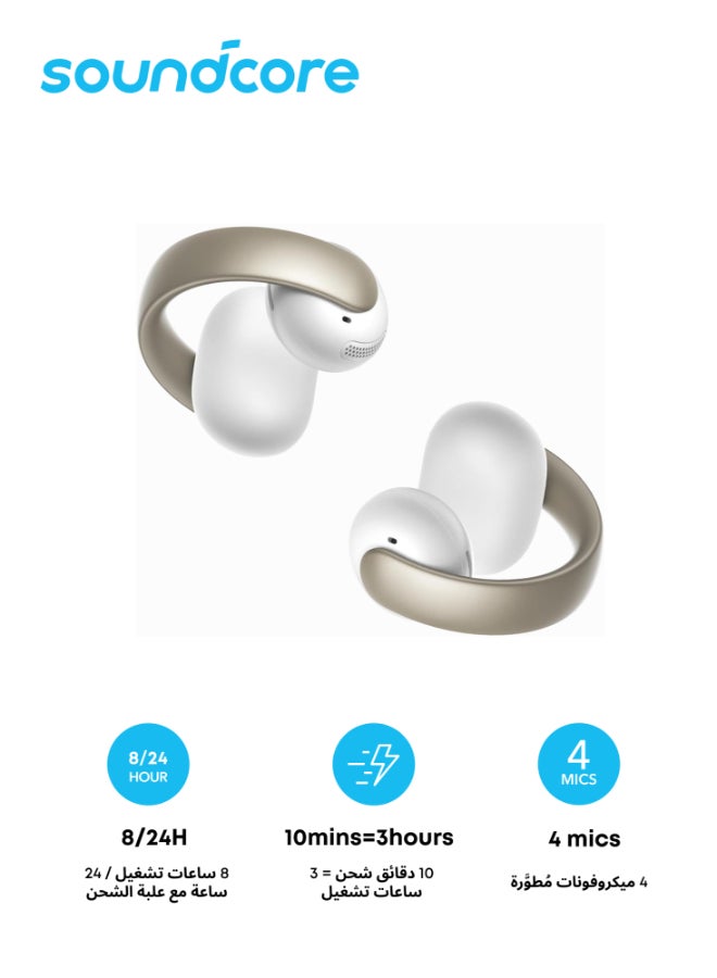 ساوند كور AeroClip من أنكر، سماعات أذن مفتوحة، سماعات رأس قابلة للتعليق، راحة متكيفة، مكالمات واضحة مع 4 ميكروفونات وذكاء اصطناعي، ملاءمة مستقرة، محركات 12 مم لصوت جهير قوي، دقة عالية، تصميم حلقة مفتوحة - Image 1