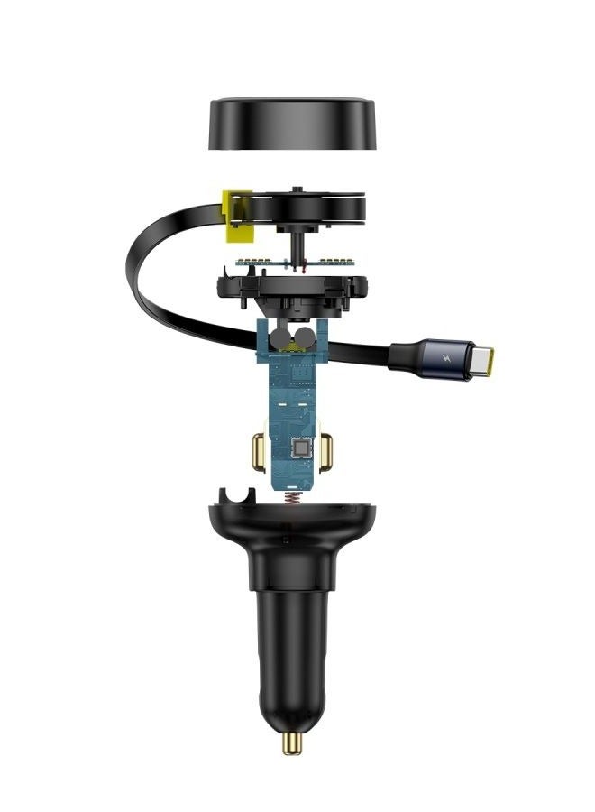 Baseus Enjoyment Pro Retractable Car Charger with 60W Type-C Cable - Cluster Black - Image 4