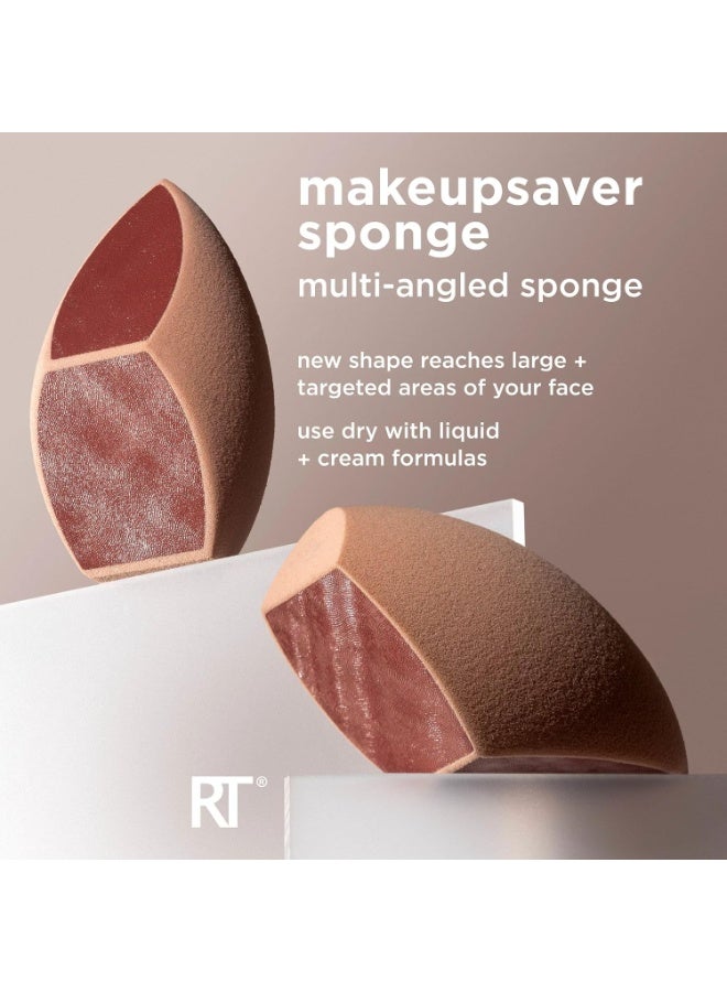 REAL TECHNIQUES Makeupsaver Sponge + Brush Trio, Makeup Blending Sponge & Brushes For Liquid & Cream Formulations, Mimics Finger Application & Reduces Makeup Waste, Cruelty & Latex-Free 3 Piece Set Golden - Image 5