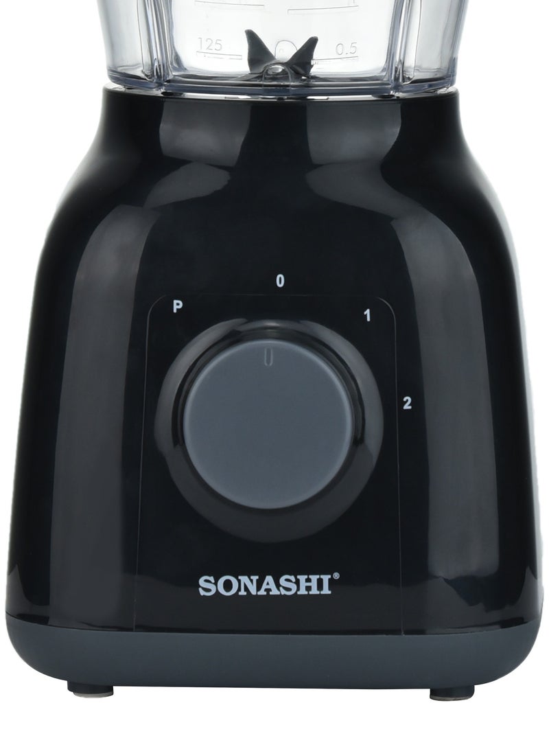 سوناشي خلاط وعصارة 2 في 1 | وعاء غير قابل للكسر سعة 1.25 لتر | 350 واط | إعدادين للسرعة ونظام نبض | الأفضل لطحن التوابل، صنع العصائر والعصائر | مع شفرات من الفولاذ المقاوم للصدأ، نظام قفل أمان | SB-144N أسود - Image 5