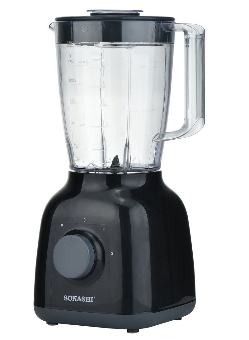سوناشي خلاط وعصارة 2 في 1 | وعاء غير قابل للكسر سعة 1.25 لتر | 350 واط | إعدادين للسرعة ونظام نبض | الأفضل لطحن التوابل، صنع العصائر والعصائر | مع شفرات من الفولاذ المقاوم للصدأ، نظام قفل أمان | SB-144N أسود - Image 4
