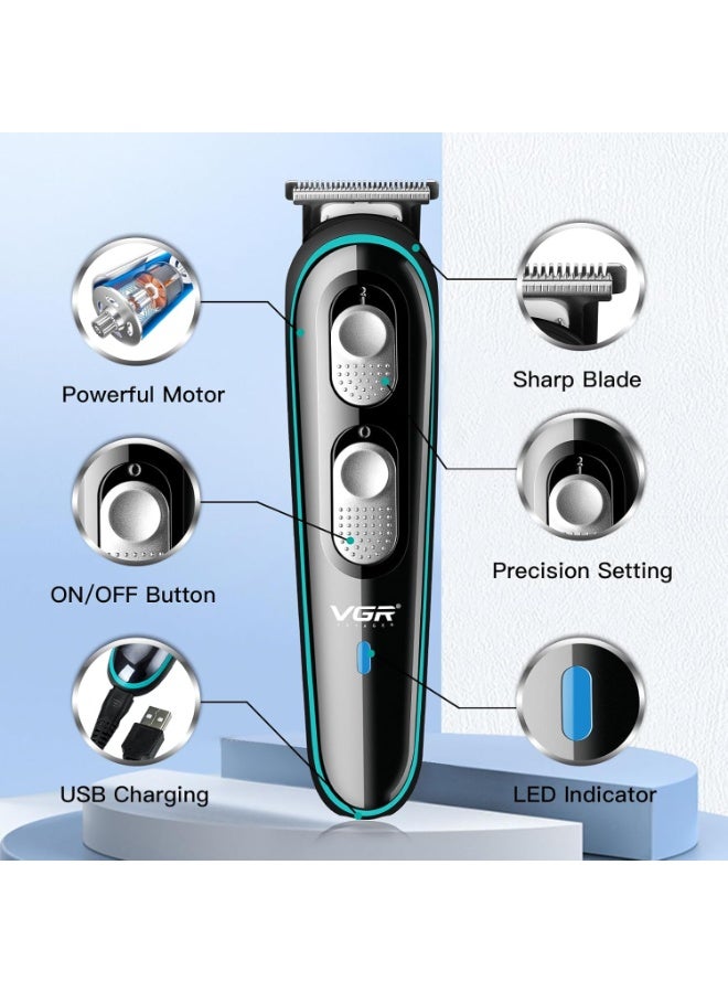 VGR V-055 Professional Hair Trimmer for Men | 4 Guide Combs, Corded & Cordless, Adjustable Blade | Beard & Hair Grooming | USB Charging with 120 Min Runtime - Black - Image 3