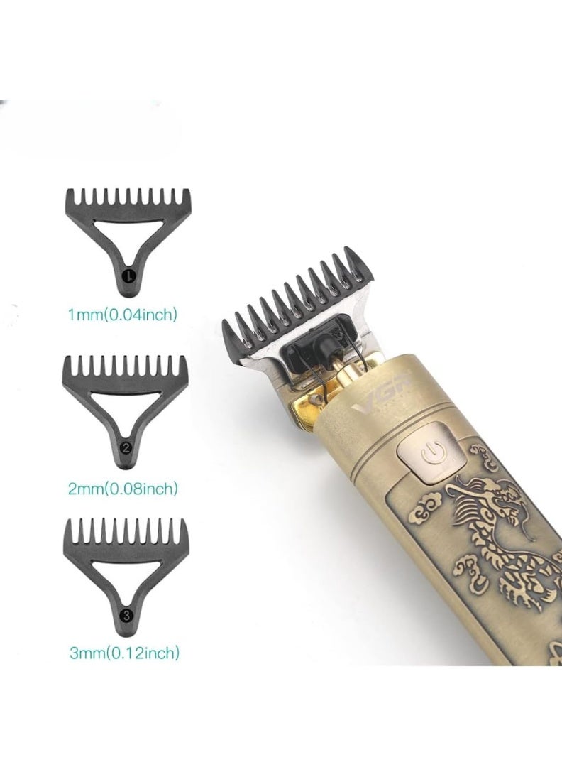 VGR V-076 Professional Cordless Shaver with LED Display, Stainless Steel Blades, USB Charging Cable, 3 Combs for Men, Runtime: 150 Minutes, 800mAh Li-ion Battery, Gold - Image 1