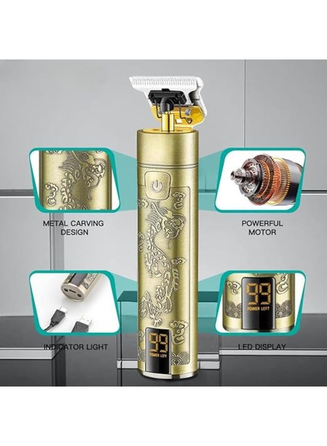 VGR V-076 Professional Cordless Shaver with LED Display, Stainless Steel Blades, USB Charging Cable, 3 Combs for Men, Runtime: 150 Minutes, 800mAh Li-ion Battery, Gold - Image 3