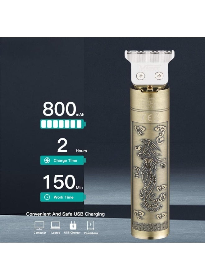 VGR V-076 Professional Cordless Shaver with LED Display, Stainless Steel Blades, USB Charging Cable, 3 Combs for Men, Runtime: 150 Minutes, 800mAh Li-ion Battery, Gold - Image 2
