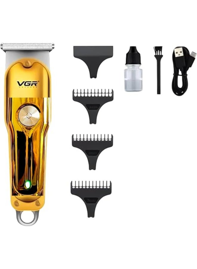 في جي آر مقص شعر احترافي لاسلكي VGR V-071 للرجال وصالونات التجميل | 120 دقيقة من التشغيل مع وضع التيربو، دعم USB من نوع C، ضمان علامة تجارية لمدة سنة - Image 1