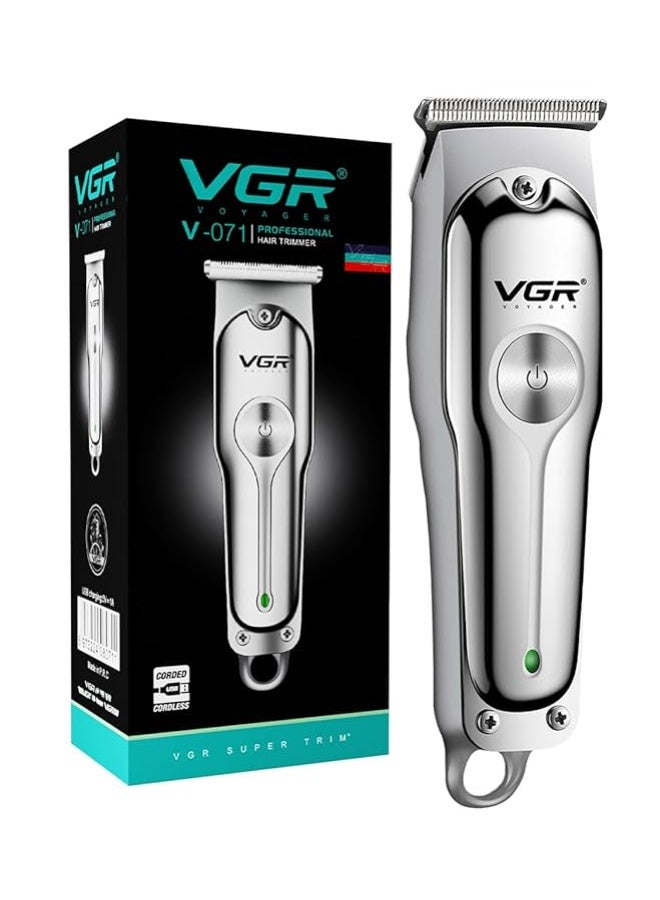 في جي آر مقص شعر احترافي لاسلكي VGR V-071 للرجال وصالونات التجميل | 120 دقيقة من التشغيل مع وضع التيربو، دعم USB من نوع C، ضمان علامة تجارية لمدة سنة - Image 1