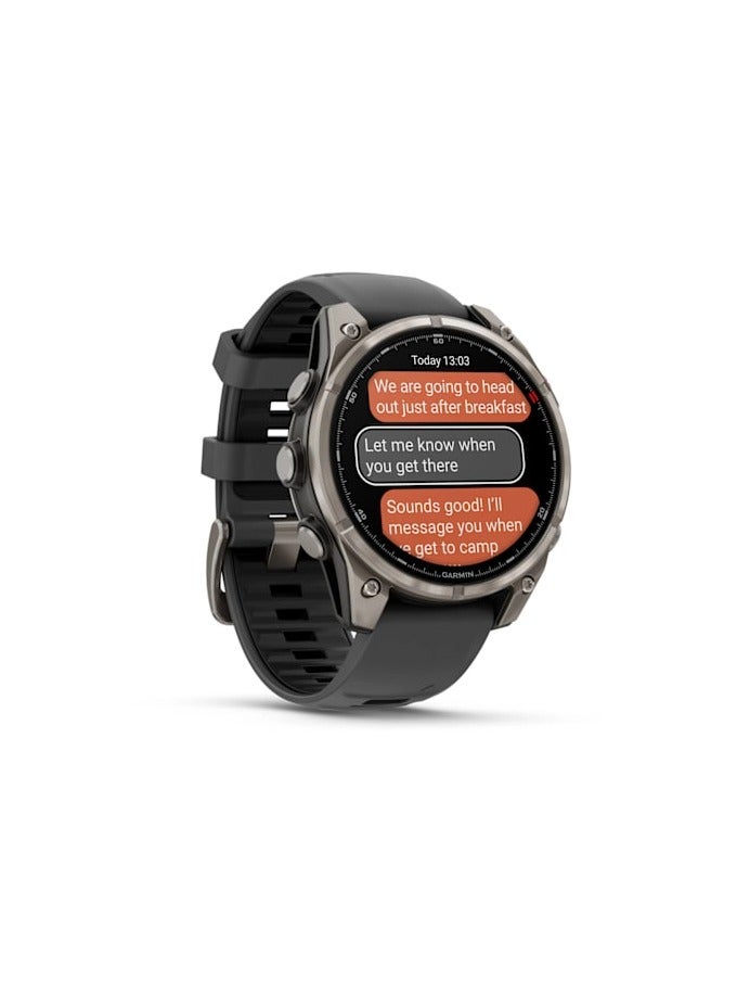 GARMIN Fenix 8 Pro - 47MM - Titanium with Graphite/Black Silicone Band - Up to 8 Days of Battery Life  - 1.4"Amoled Display, sapphire crystal, Heart Rate Monitor, All day stress monitor, Gps tracking, Super bright LED flashlight, iOS and Android compatible Graphite - Image 3