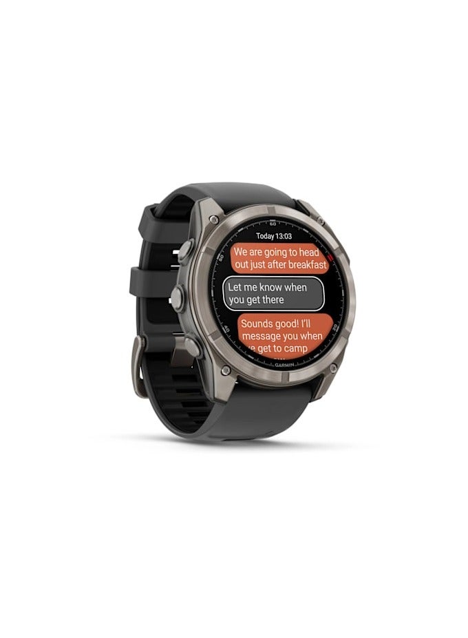 GARMIN Fenix 8 Pro - 51MM - Titanium with Graphite/Black Silicone Band - Up to 15 Days of Battery Life  - 1.4"Amoled Display, sapphire crystal, Heart Rate Monitor, All day stress monitor, Gps tracking, Super bright LED flashlight, iOS and Android compatible Graphite - Image 3