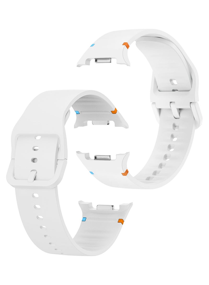 MARGOUN Sport Band for Galaxy Watch 8 40mm 44mm and Watch 8 Classic 46mm, Silicone Replacement Strap, M/L Size - White white - Image 1