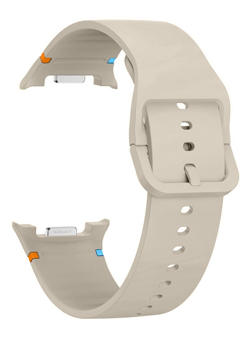 MARGOUN Sport Band for Galaxy Watch 8 40mm 44mm and Watch 8 Classic 46mm, Silicone Replacement Strap, M/L Size - Starlight Starlight - Image 3