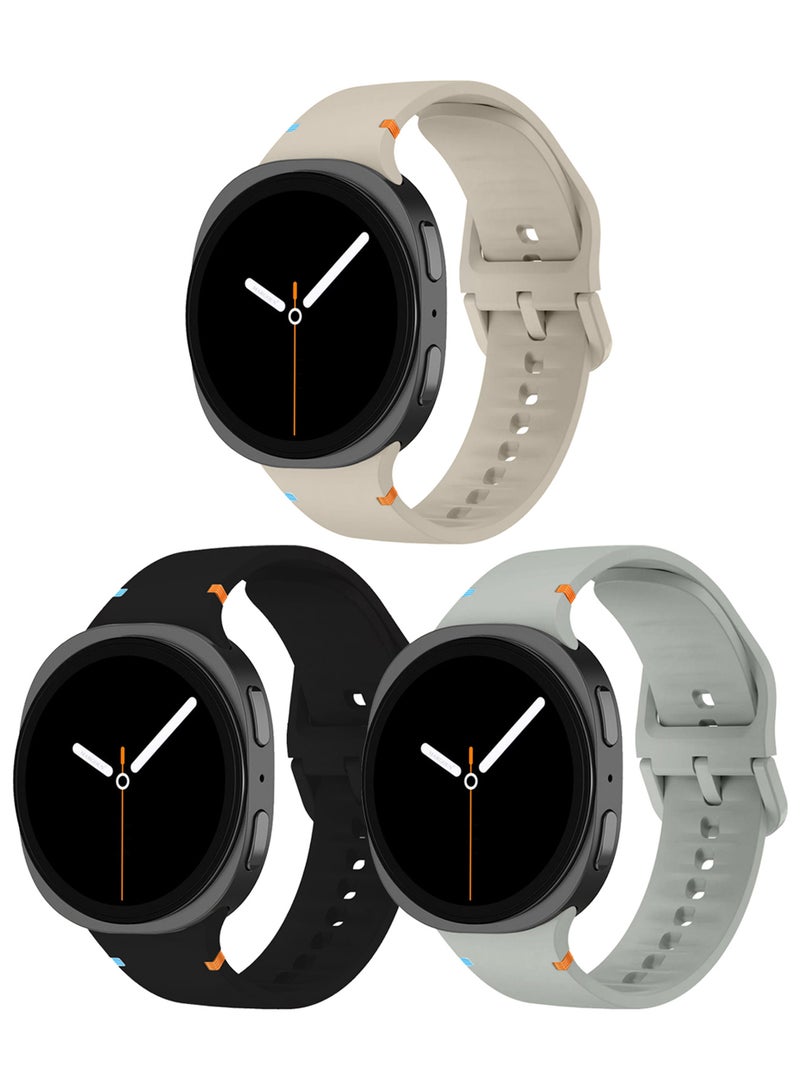 MARGOUN 3Packs Sport Band for Galaxy Watch 8 40mm 44mm and Watch 8 Classic 46mm, Silicone Replacement Strap, M/L Size Multicolour-28 - Image 2