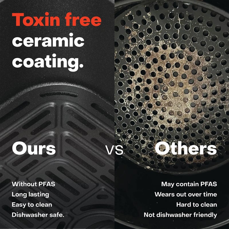 نيوتري كوك Air Fryer Slim, 5L with Air Fryer Liners, Large Basket, Space-Saving Slim Design, Air Fry, Bake, Reheat, with 5 Presets, Clear Window & Light, AFS100Combo, Black, 1500 Watts, AFS100Combo, Black 5 L 1500 W AFS100combo black - Image 3