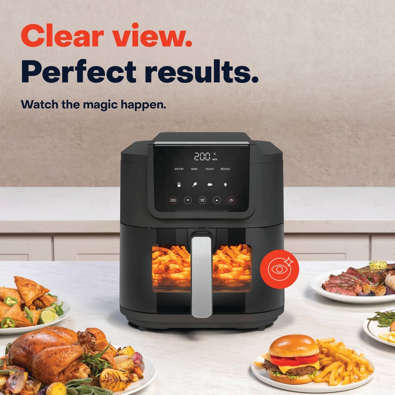 نيوتري كوك Air Fryer Slim, 5L with Air Fryer Liners, Large Basket, Space-Saving Slim Design, Air Fry, Bake, Reheat, with 5 Presets, Clear Window & Light, AFS100Combo, Black, 1500 Watts, AFS100Combo, Black 5 L 1500 W AFS100combo black - Image 4