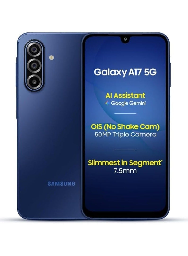 Samsung Galaxy A17 5G Blue (6 GB RAM / 128 GB Storage) Android Smartphone | With Charger | 6x OS Upgrades, Large Display, 50MP OIS Camera | Indian Verson - Image 1