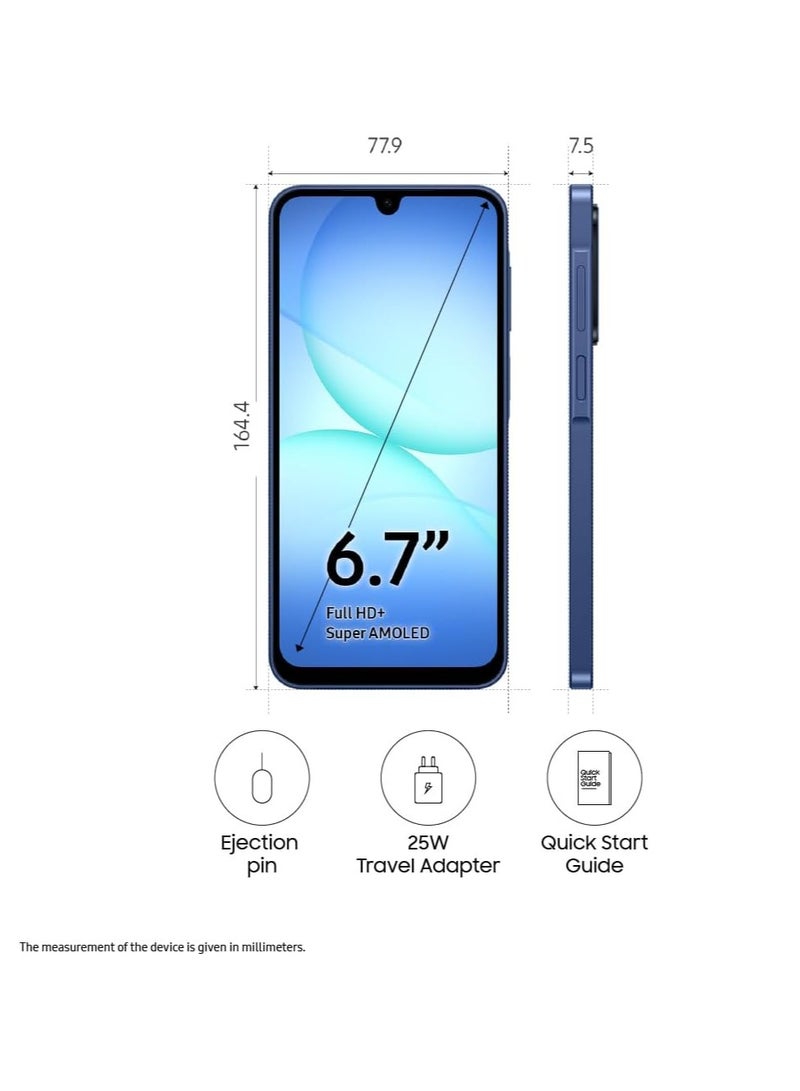 Samsung Galaxy A17 5G Blue (6 GB RAM / 128 GB Storage) Android Smartphone | With Charger | 6x OS Upgrades, Large Display, 50MP OIS Camera | Indian Verson - Image 2