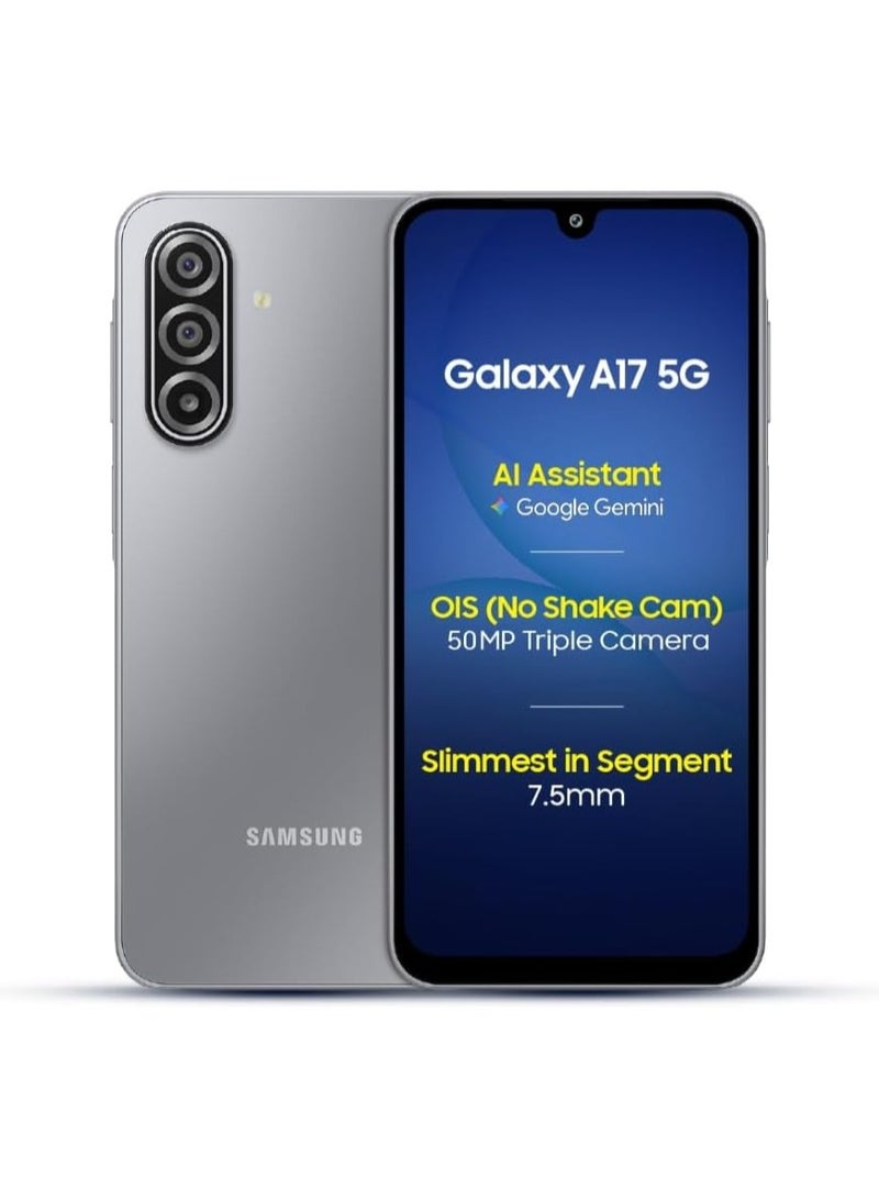 Samsung Galaxy A17 5G Gray (6 GB RAM / 128 GB Storage) Android Smartphone | With Charger | 6x OS Upgrades, Large Display, 50MP OIS Camera | Indian Verson - Image 1
