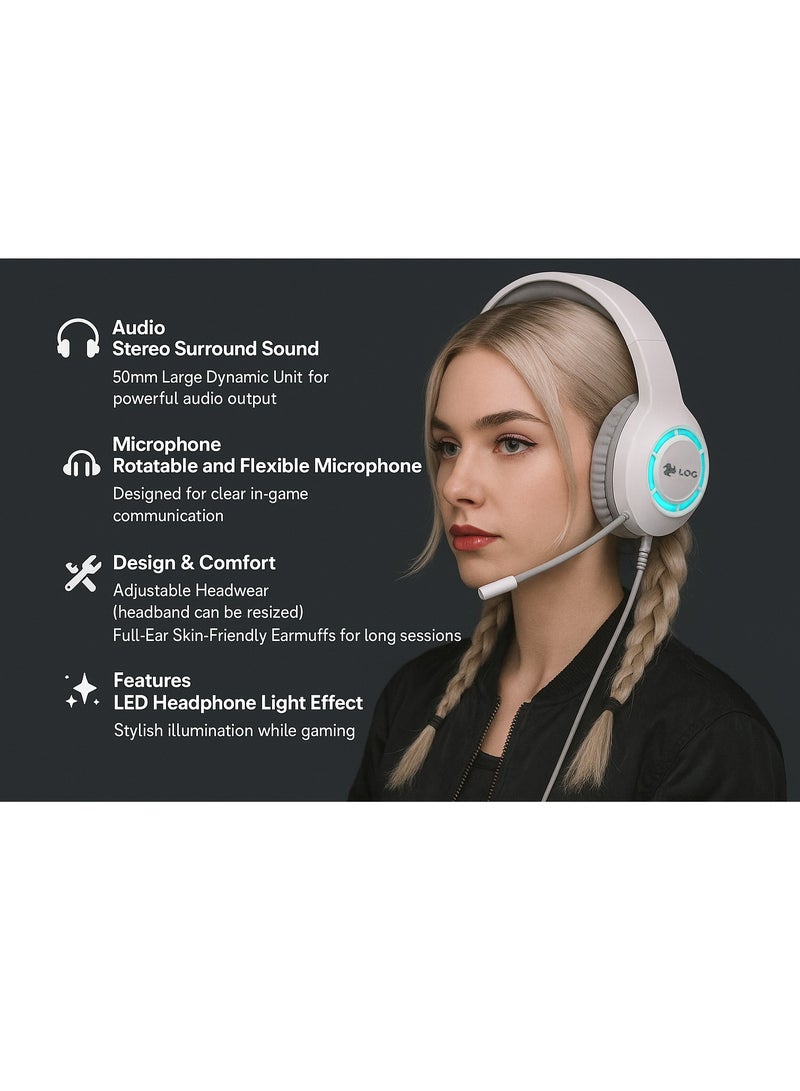 LOG H408 Wired Gaming Headset for PC & PS5 & PS4, Xbox, Nintendo Switch - Image 3