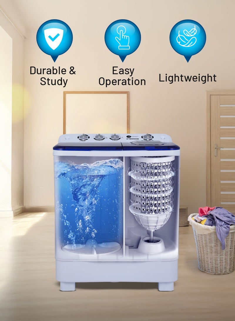 عفرا غسالة أفرا توين توب 10 كجم مع تجفيف هوائي، فلتر سحري ودوّار كبير، أبيض/أزرق – AF-1003TTWB - Image 3