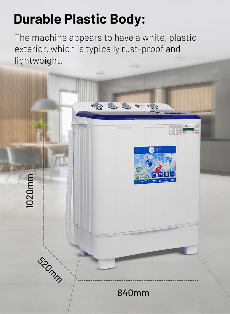 عفرا غسالة أفرا توين توب 10 كجم مع تجفيف هوائي، فلتر سحري ودوّار كبير، أبيض/أزرق – AF-1003TTWB - Image 5