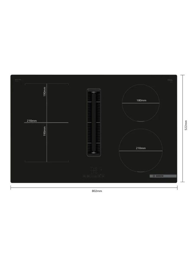 BOSCH 80cm Induction Hob, Integrated Ventilation, PowerBoost & CombiZone – Ultimate Clean & Space-Saving Cooking PVS811B16E black - Image 2