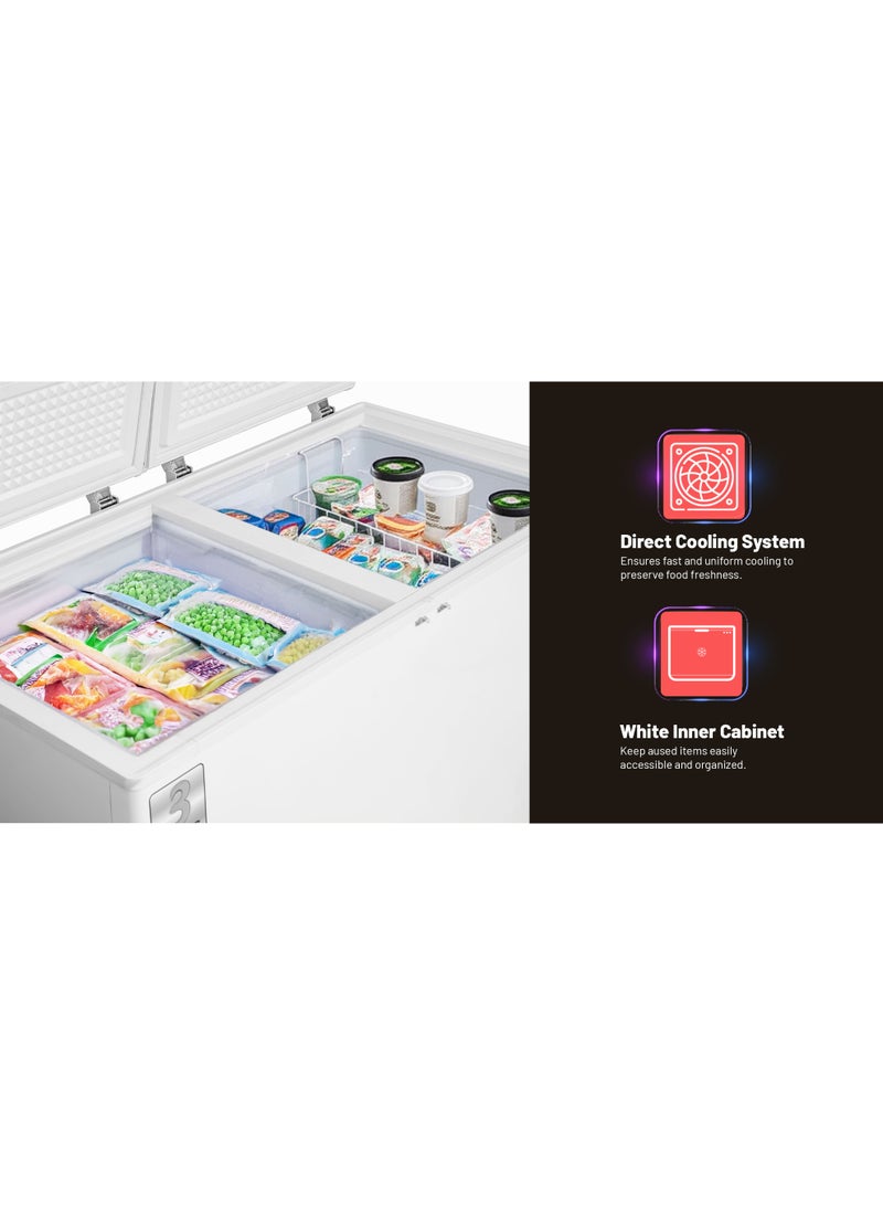 عفرا فريزر صندوقي، AF-5500CFWT، ترموستات قابل للتعديل، تبريد مباشر، إزالة الثلج يدويًا، توفير الطاقة، أبيض، ضمان لمدة سنة - Image 4