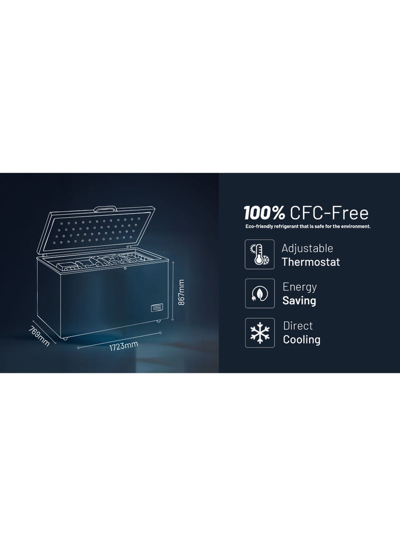 عفرا فريزر صندوقي، AF-5500CFWT، ترموستات قابل للتعديل، تبريد مباشر، إزالة الثلج يدويًا، توفير الطاقة، أبيض، ضمان لمدة سنة - Image 3