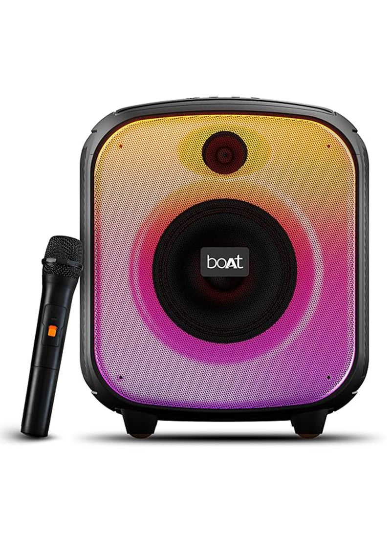 boAt PartyPal 63 Pro Bluetooth Speaker with 30W Signature Sound, Karaoke with Mic, Customizable RGB LEDs, Wireless Mic, Upto 8 hrs Playback, BTv5.3, TWS Mode, Bass Boost, AUX And Port - Midnight Black - Image 1