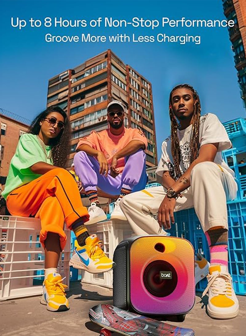 boAt PartyPal 63 Pro Bluetooth Speaker with 30W Signature Sound, Karaoke with Mic, Customizable RGB LEDs, Wireless Mic, Upto 8 hrs Playback, BTv5.3, TWS Mode, Bass Boost, AUX And Port - Midnight Black - Image 5