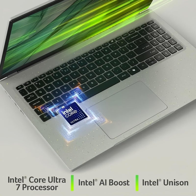 Acer (Upgraded Version) Vero 16 inch AI Laptop, 16" WQXGA Display, Intel Core Ultra 7 155U, 16GB LPDDR5X RAM, 2TB PCIe 4.0 SSD, QHD Webcam, WiFi 6E, win11 with Consumix Mousepad English/Arabic Gray English/Arabic Gray - Image 2