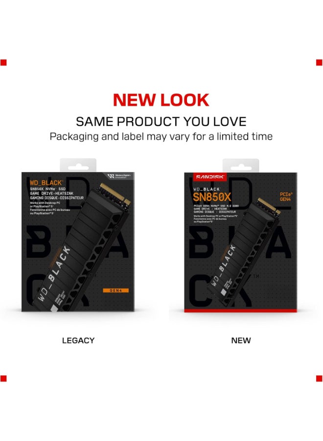 دبليو دي قرص SSD داخلي NVMe SN850X سعة 8 تيرابايت مع مبرد - PCIe الجيل 4.0 x4، سرعة قراءة متسلسلة تصل إلى 7200 ميجابايت/ثانية، شكل M.2 2280، للألعاب عالية الأداء، مُحسّن لجهاز PS5 والكمبيوتر الشخصي، تقنية NAND ثلاثية الأبعاد، 1 مليون ساعة متوسط وقت الفشل، سعة كبيرة للغاية للأحمال الثقيلة، WDS800T2XHE-00CDD0 - Image 3