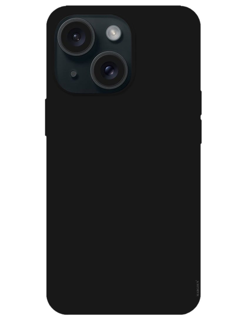 MARGOUN Silicone Case Cover for Apple iPhone 15 Plus, Slim Protective Cover with Microfiber Lining, Drop Protection - Black - Image 3