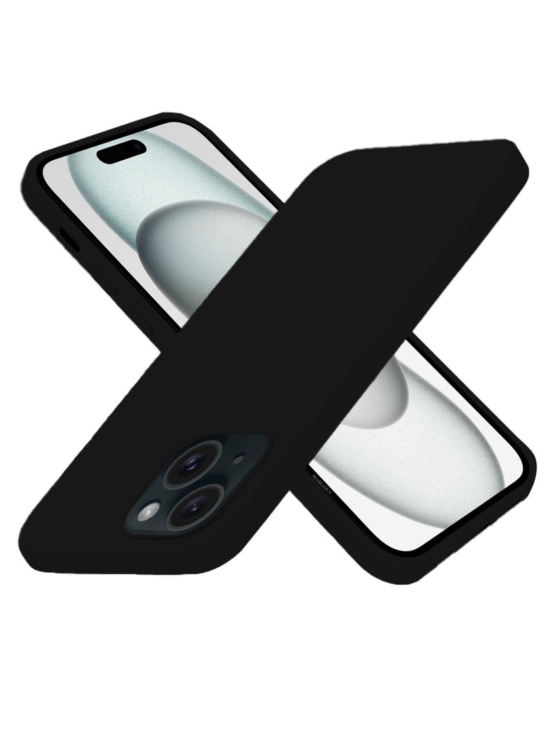 MARGOUN Silicone Case Cover for Apple iPhone 15 Plus, Slim Protective Cover with Microfiber Lining, Drop Protection - Black - Image 2