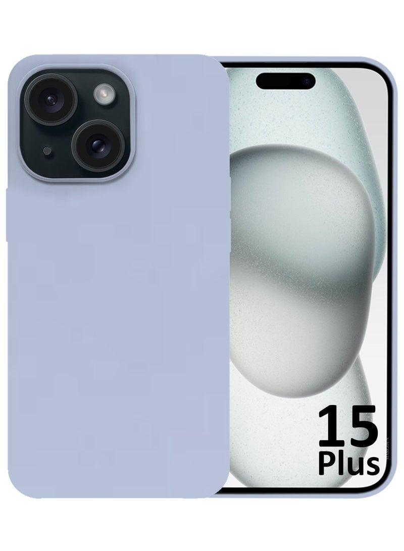 MARGOUN Silicone Case Cover for Apple iPhone 15 Plus, Slim Protective Cover with Microfiber Lining, Drop Protection - Cement - Image 1