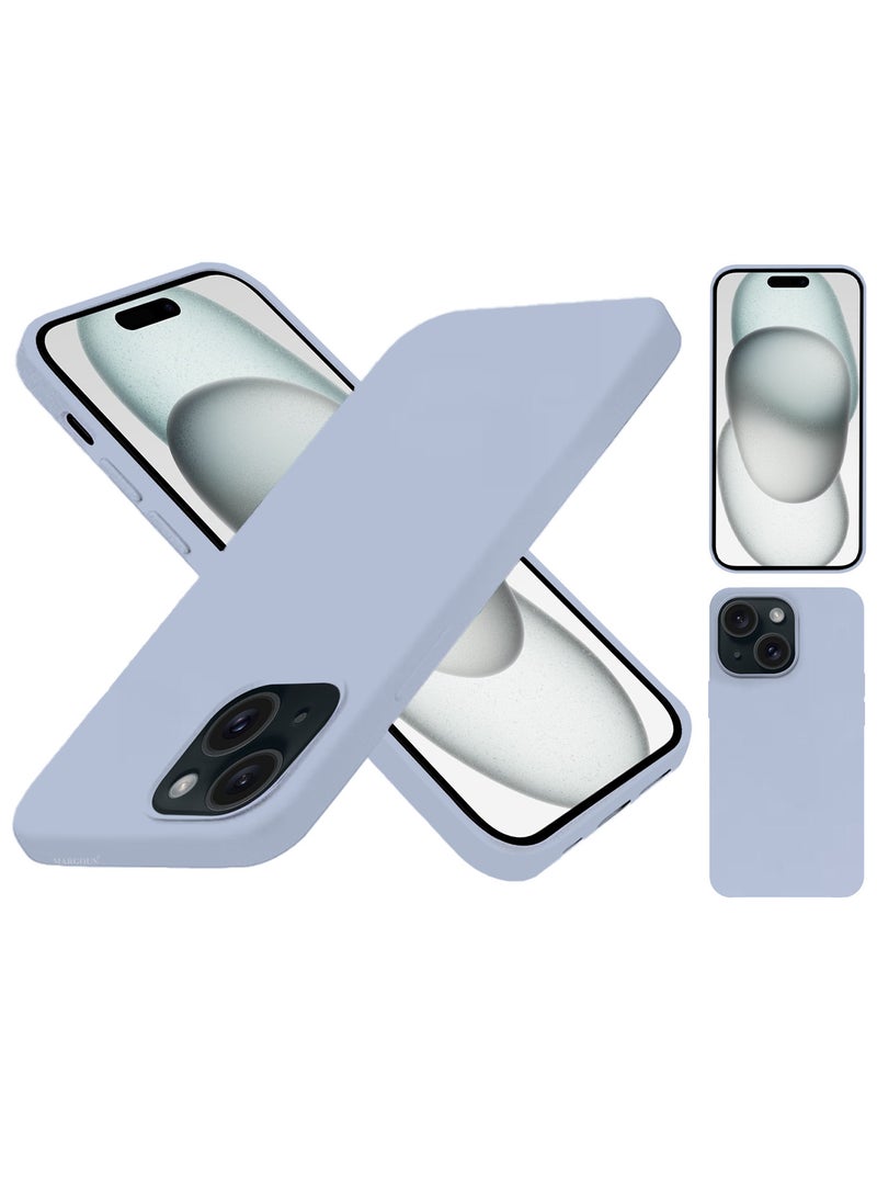 MARGOUN Silicone Case Cover for Apple iPhone 15 Plus, Slim Protective Cover with Microfiber Lining, Drop Protection - Cement - Image 5