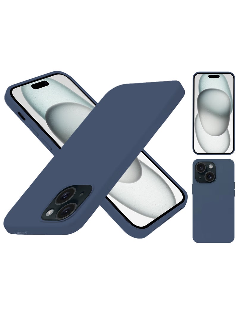 MARGOUN Silicone Case Cover for Apple iPhone 15 Plus, Slim Protective Cover with Microfiber Lining, Drop Protection - Dark Purple - Image 5