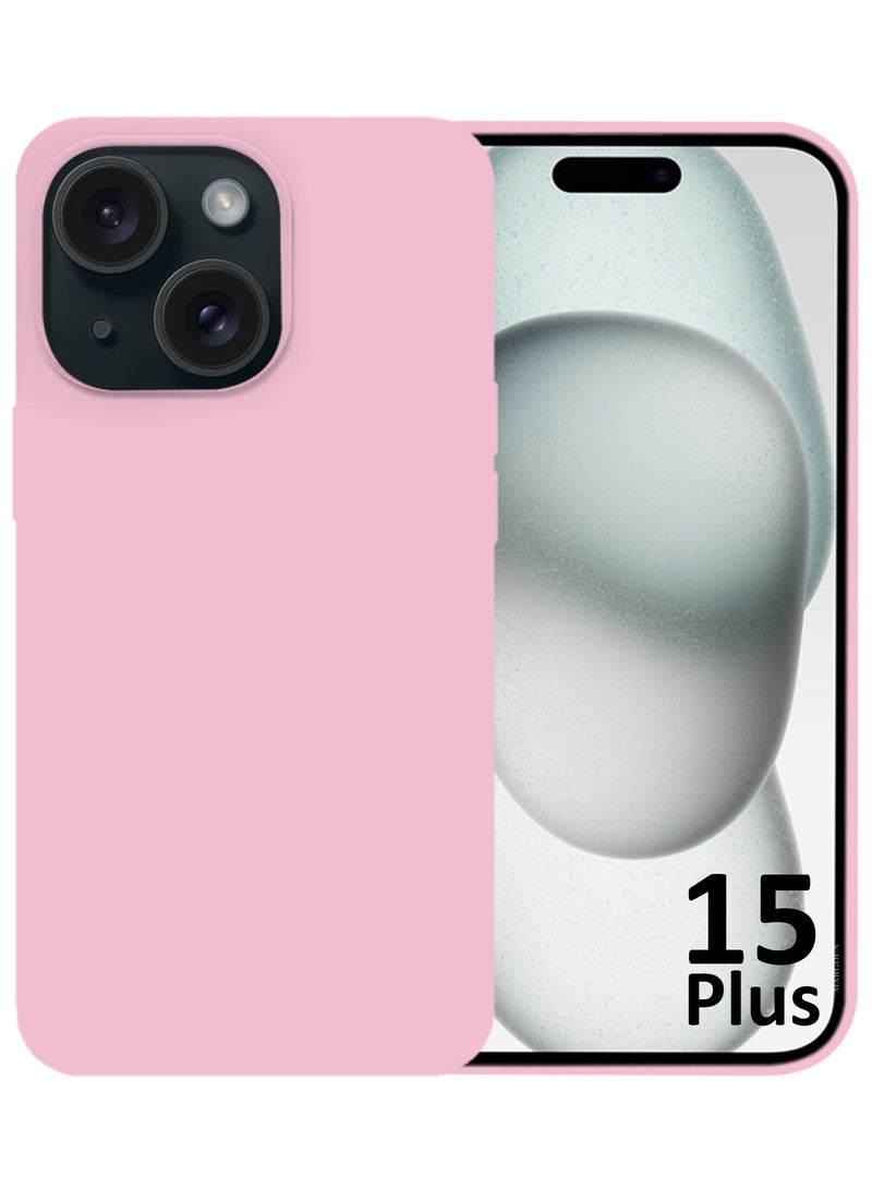 MARGOUN Silicone Case Cover for Apple iPhone 15 Plus, Slim Protective Cover with Microfiber Lining, Drop Protection - Baby Pink - Image 1