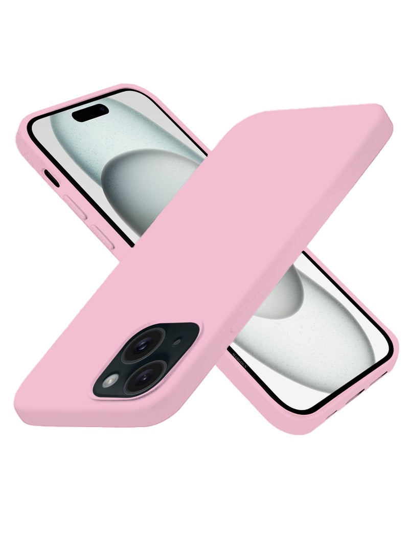 MARGOUN Silicone Case Cover for Apple iPhone 15 Plus, Slim Protective Cover with Microfiber Lining, Drop Protection - Baby Pink - Image 2