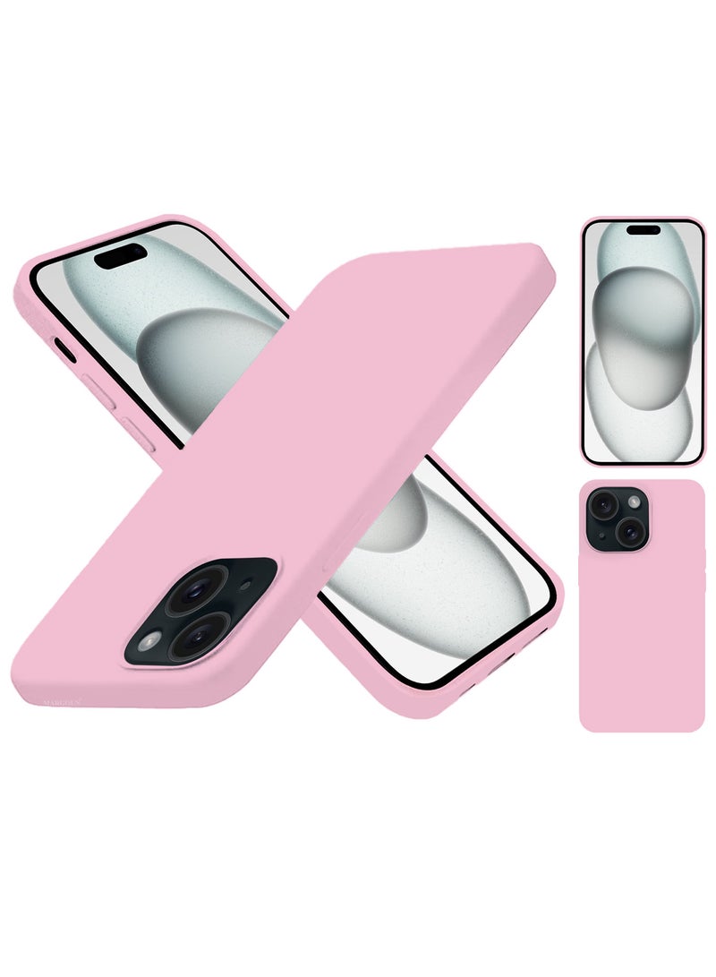 MARGOUN Silicone Case Cover for Apple iPhone 15 Plus, Slim Protective Cover with Microfiber Lining, Drop Protection - Baby Pink - Image 5