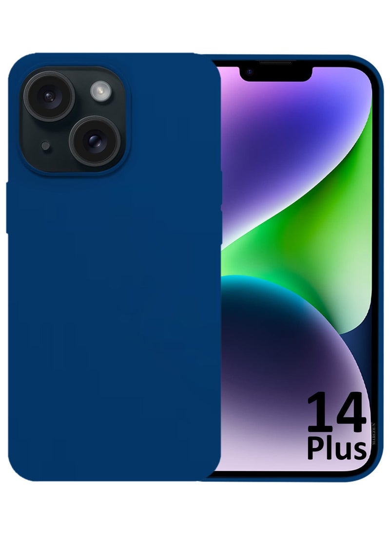 MARGOUN Silicone Case Cover for Apple iPhone 14 Plus, Slim Protective Cover with Microfiber Lining, Drop Protection - Midnight Blue - Image 1