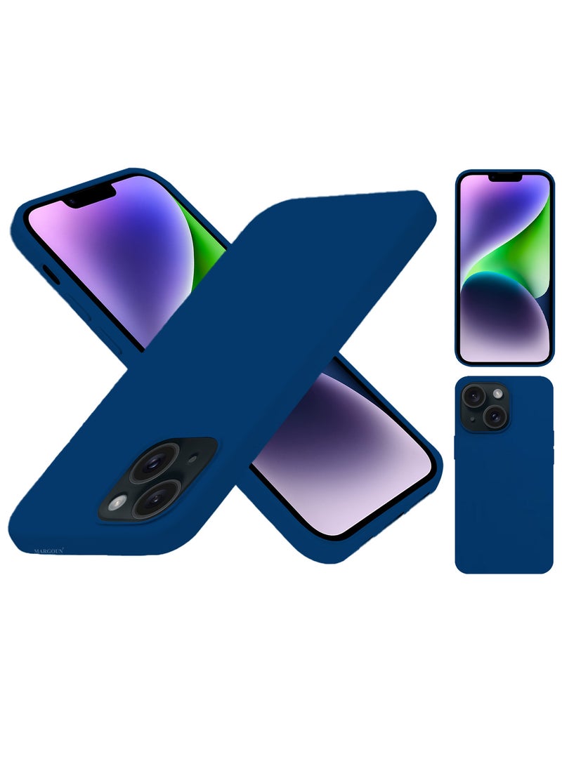 MARGOUN Silicone Case Cover for Apple iPhone 14 Plus, Slim Protective Cover with Microfiber Lining, Drop Protection - Midnight Blue - Image 5