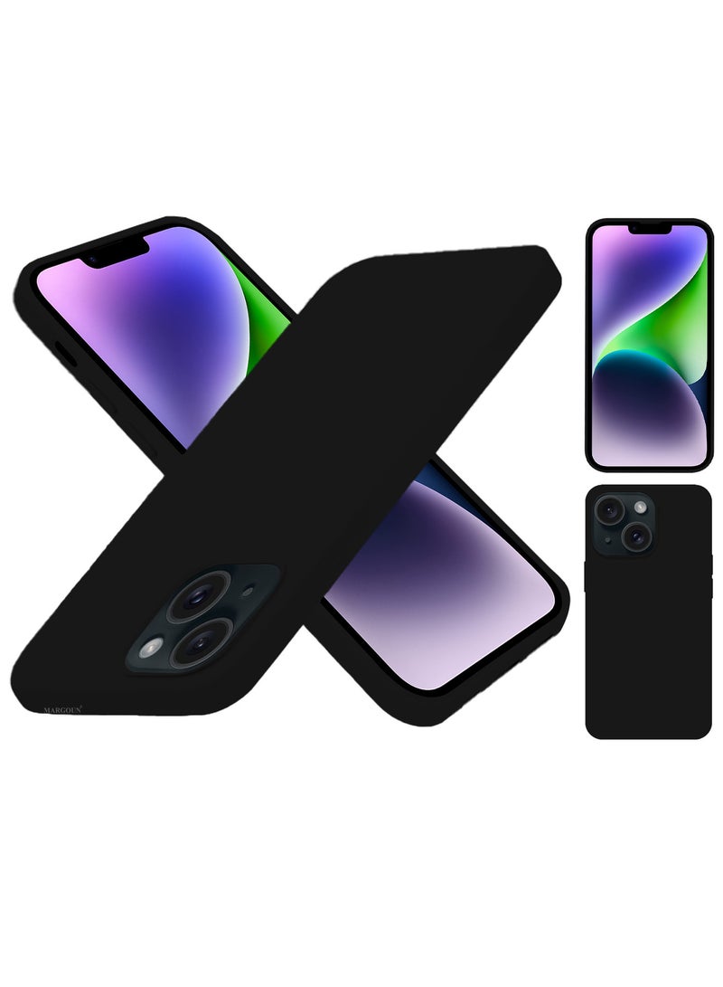 مارجون Silicone Case Cover for Apple iPhone 14 Plus, Slim Protective Cover with Microfiber Lining, Drop Protection - Black - Image 5