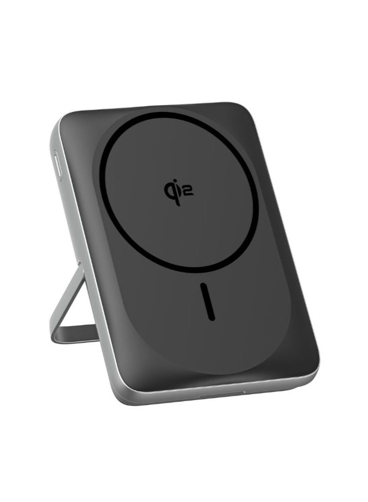 RAVPOWER Magnetic Power Bank, 20W PD Fast Charging, 15W Qi2 Wireless Charger, Ultra Slim Portable Charger with Foldable Kickstand, Compatible iPhone, PB1217 black - Image 1